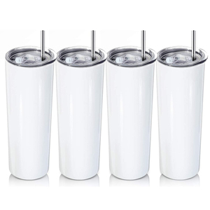 Vaso de acero inoxidable de doble pared de 20oz Hongda 10% blanco para recto para flaco con pajita para volver a la escuela - Product Image 2