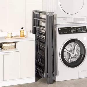 Porte-vêtements pliable en acier au carbone robuste de 1.8m, étendoir à vêtements haut de même style transfrontalier avec roues et étagères - Product Image 2