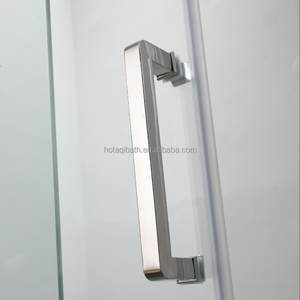 Paroi de douche coulissante moderne HOTAQI H-P36 en aluminium brossé avec verre trempé de 6 mm, design droit, garantie 5 ans - Product Image 4