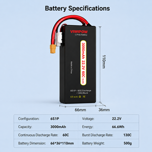 Batterie au lithium-ion solide à haute densité énergétique 6S 3000 mAh personnalisable en usine pour drones FPV UAV - Product Image 1