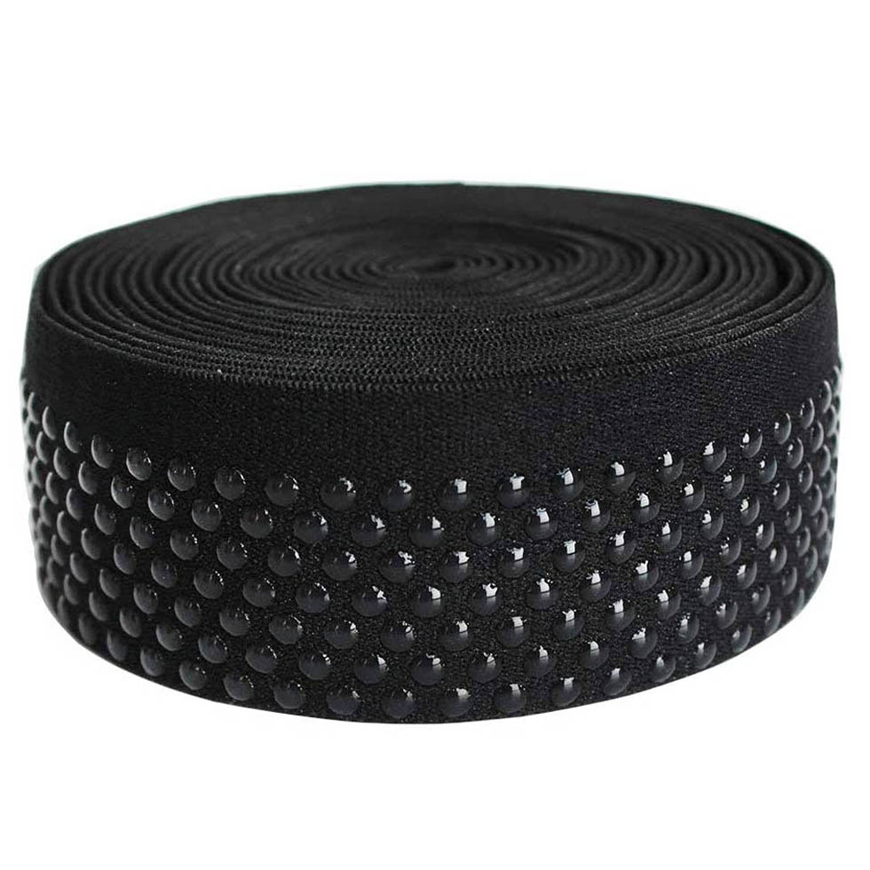 Nylon Silicone Backed Elastic Ribbons Gripper Transparent Elastic Tape Anti Slip Rubber Dots Grip Elastic Band For Underwear