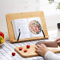 Support de livre personnalisé en bambou Support réglable pour livre de cuisine et tablette, parfait pour les recettes et la lecture