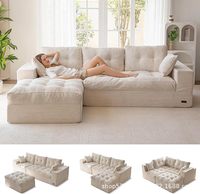 Ensemble de canapés modulaires mobiles en velours en forme de nuage, livrés en boîte, avec mousse haute densité, pour salon inclinable