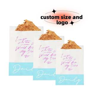 Sac en papier blanc jetable personnalisé avec logo, résistant à l'huile, pour sandwichs, biscuits, à emporter, avec fond renforcé, pour snacks et chips - Product Image 6