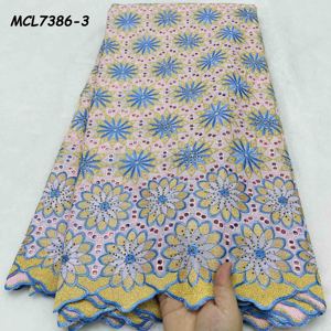 Nouvelle Collection 2026 : Dentelle Voile Africaine en Coton Brodé de Cristaux, Motif Exclusif <span class=keywords><strong>Suisse</strong></span> avec Grandes Pierres pour Robes Féminines - Product Image 3
