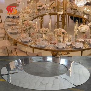 Décorations <span class=keywords><strong>de</strong></span> <span class=keywords><strong>table</strong></span> <span class=keywords><strong>de</strong></span> mariage <span class=keywords><strong>de</strong></span> luxe SMOOTH, 60 pouces, plateau <span class=keywords><strong>de</strong></span> <span class=keywords><strong>table</strong></span> rond en miroir réfléchissant argenté <span class=keywords><strong>et</strong></span> doré pour mariage - Product Image 5