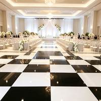 Piste de danse en contreplaqué blanc et noir pour décoration de mariage intérieure/extérieure, 4 pieds x 4 pieds, avec structure en aluminium