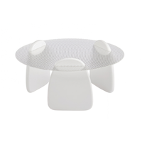 Combinaison de table basse créative de style nordique simple moderne, bureau en verre arc-en-ciel + conception de base de personnalité, ensemble de table basse