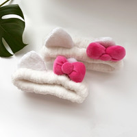 Bandeau de lavage du visage en velours flanelle imperméable certifié Oeko-Tex, personnalisé, avec nœud et oreilles de chat, pour femmes, vente en gros