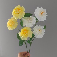 Rama de Rosa Artificial de 3 Cabezas, Flor de Seda para Decoración de Mesa en Eventos, Bodas y Hogar
