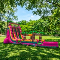 Toboggan aquatique gonflable géant rose et vert en PVC pour adultes, usage commercial, pour piscine et parc, marque MILE, capacité 500 personnes, 6-9 ans