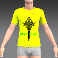 HIRBGOD Herren Esport T-Shirt Schnellt rockn endes, atmungsaktives Polyester-Gaming-Trikot mit gelber Sublimation farbe und Schwert löwen grafik