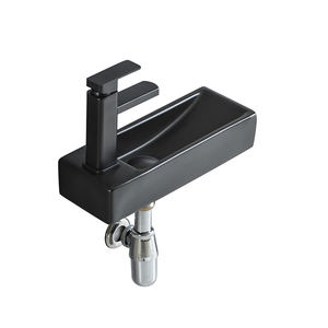 Nouvel Arrivage Lavabo Mural Rectangulaire en Céramique Noir pour Salle de Bain - Product Image 4