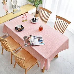 Tovaglia da tavola ecologica in poliestere tovaglia da casa personalizzata all'ingrosso tovaglia da sposa con stampa scozzese rosa rettangolare