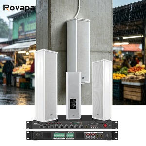 ลำโพงคอลัมน์ IPX6 60W 100V กันน้ำ อลูมิเนียม ระบบเสียง รองรับการใช้งานแบบพกพา แอมพลิฟายเออร์บลูทูธ 6 โซน - Product Image 1