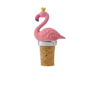 Crown Flamingo Wine Stopper Cork Reusable Valentine'S Day Decor Small Animal Shape Silver Top - Product Image 1