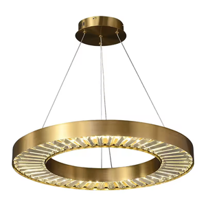 Suspension moderne de luxe en cristal et or pour salon, lustre de plafond en anneau de cristal de cuivre nordique - Product Image 4