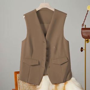 Chaleco de Traje con Cuello en V de Color Liso, Novedad 2026, para Primavera y Otoño, Chaqueta sin Mangas para Mujer con Top - Product Image 4