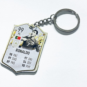 Porte-clés en acrylique de dessin animé sur le thème du football, avec cartes de notation de joueurs (<span class=keywords><strong>Ronaldo</strong></span>, <span class=keywords><strong>Haaland</strong></span>, Mbappé, Neymar) et de l'équipe nationale, breloque de sac pour hommes - Product Image 6