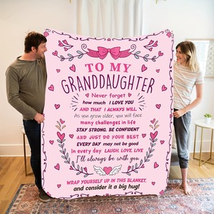 Manta con mensaje de amor para mi nieta, estilo princesa rosa, rectangular, suave y acogedora, para uso doméstico - Product Image 4