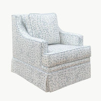 Fauteuil club traditionnel confortable avec dossier rembourré, aspect antique, imprimé léopard bleu, pour ferme rustique