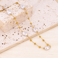 Mode En Acier Inoxydable Plaqué Or Femmes Bijoux Collier En Gros 18k Allergie Imitation Bijoux Perle Colliers