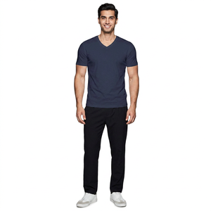 T-shirts pour hommes, col en V uni, design personnalisé, chemises de rue pour hommes, t-shirt de sport, jogging, fitness - Product Image 1
