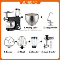 Appareils de cuisine multifonctionnels 3-en-1, mixeur électrique, blender, moulin à épices avec écran LCD, batteur sur socle pour la pâtisserie et le mélange