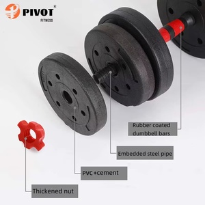 Ensemble d'haltères réglables 2 en 1 de haute qualité haltères en ciment revêtus de plastique <span class=keywords><strong>10kg</strong></span>-50kg pour l'entraînement de fitness - Product Image 4