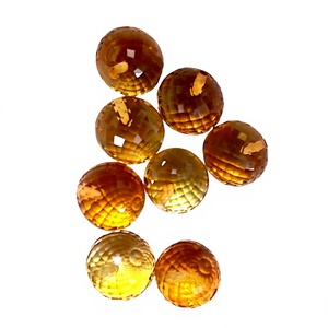 Vente en gros de billes de citrine naturelle Gopika 10MM, pierres précieuses jaunes taillées en forme de perle avec jeu de couleurs/effet de feu pour la fabrication de bijoux - Product Image 1