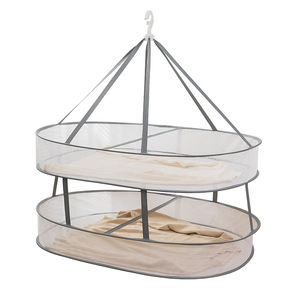 Multifunctional Drying <b>Basket</b> Round Three Layer Hook Type Space Saving Clothes Organizer Drying Net - Product Image 5
