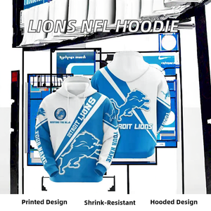Özel Tasarım Qrealcei Detroit Lions NFL West Winged Sweatshirt Gun Versiyonu Kapüşonlu Yaka Kışlık Çekmez Polyester/Pamuklu Kazak - Product Image 2