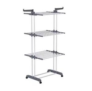 Multifunctioneel Indoor Mobiel Drielaags Opvouwbaar Kledingrek Metalen Vloerstaand Droogrek Met Opslaggebruik - Product Image 1