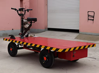 Nouveau chariot électrique sur plateforme avec siège, chariot à batterie à 4 roues, transporteur de marchandises électrique en acier de 1 tonne