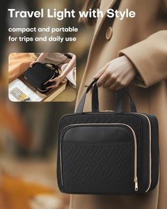 Borsa Cosmetica Impermeabile in Poliestere con Chiusura a Cerniera, Gancio per Appendere e Tasche Multiple per Viaggi - Product Image 6