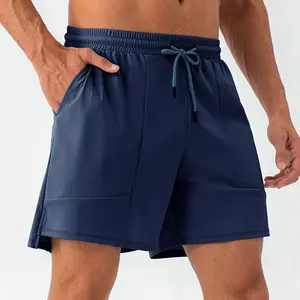 Ginásio Calções Esportivos com Bolsos Workout Desgaste Ativo Running Bike Shorts Calças Curtas Verão 1 Peça Sportswear Quick Dry Homens Soltos