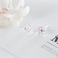 Frische, schlichte Mode S925 Sterling Silber Zirkon Ohrringe Geschenke für Frauen Blumen-Ohrstecker