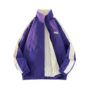 jaquetas corta-vento OEM com design personalizado com gola impressa jaquetas corta-vento com zíper vintage