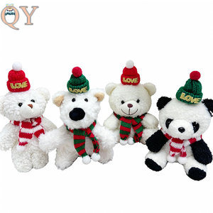 QY Custom OEM Christmas Plush Teddy <b>Bear</b> Keychain <b>Cute</b> Stuffed Doll with Scarf Bag Charm Promotional Gift Factory Wholesale - Product Image 1