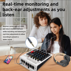 Mixer <span class=keywords><strong>Audio</strong></span> Professionale Mini a 4 Canali con Scheda <span class=keywords><strong>Audio</strong></span>, Console di Missaggio per DJ/Controller <span class=keywords><strong>Audio</strong></span> per Karaoke, Palco, Casa, +48V, USB - Product Image 3