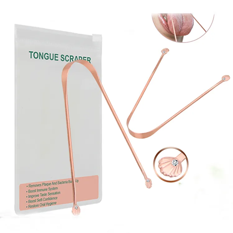 2022 New Rose Gold U shape copper tongue scraper tongue cleaner