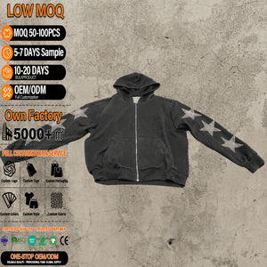 Custom Distressed Stone Washed Zip Up Hoodie Heavyweight Thick French Terry Sun Faded Hoodie For Men Boxy Fit Hoodie - Product Image 1