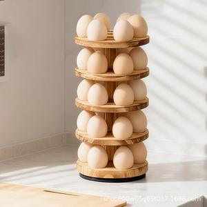 ชั้นวางไข่ไม้ 31 ซม. แบบหมุนได้ สำหรับใช้ในครัว วางบนโต๊ะ มี 5 ชั้น และดีไซน์จานหมุน 360 องศา - Product Image 4