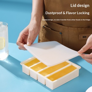 Bandeja de silicona para cubitos de hielo de fácil desmolde con tapa, 4 compartimentos, formato grande, congelación rápida, cubos largos para uso doméstico y comercial - Product Image 2