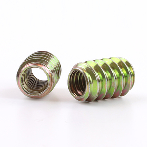 Inserts filetés M6 en acier au carbone plaqué zinc jaune pour meubles, inserts traversants pour bois - Product Image 2