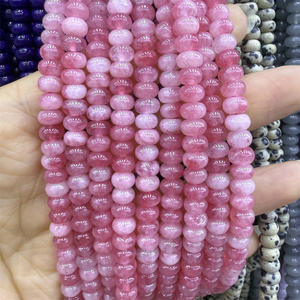 Perline naturali in pietra 4x6mm coloratissime in giada calcedonio rotonde sfuse Rondelle perline per creazione di gioielli e bracciali fai da te accessori - Product Image 3