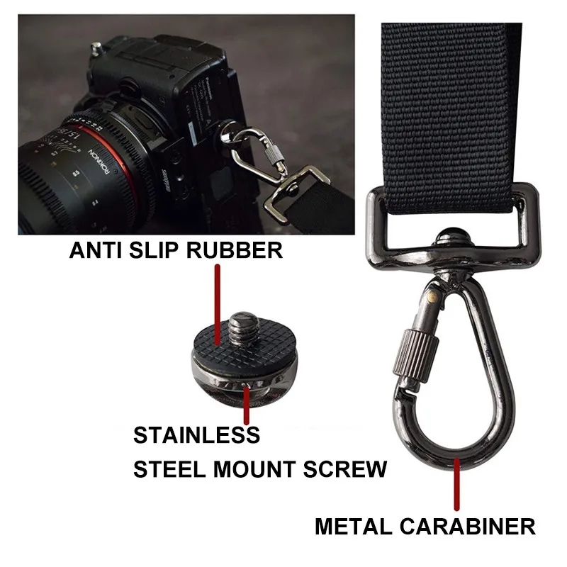 JOCXZI Cinghie per Fotocamere Tracolla per Reflex - Tracolla per fotocamera con chiusura rapida, colore nero, (1 cinturino da polso per fotocamera + 1 cinghia per fotocamera