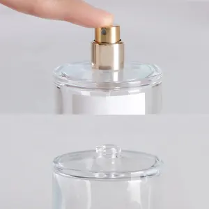 30ml 50ml 100ml bottiglia di vetro rotonda fabbricazione profumo di lusso con scatola e tappo di legno