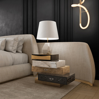 Tables de Chevet de Luxe Surréales Multi-Finitions avec Placages et Poignées en Laiton Plaqué Or pour Hôtels – Vente Directe Usine