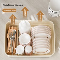 Plastik-Geschirrschrank Extra-Große Bodenstehende Küchenablage mit Deckel Staubdicht Modernes Minimalistisches Design